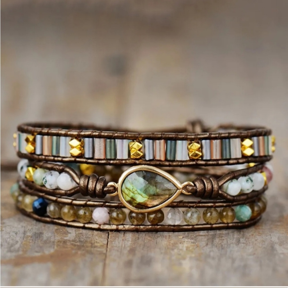 Modern Boho Handmade Triple Layer Beaded Bracelet